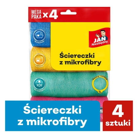JAN NIEZBĘDNY ŚCIERECZKI Z MIKROFIBRY ZESTAW 4SZT