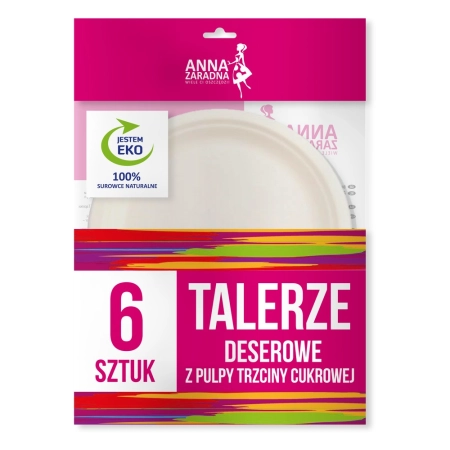 AZ TALERZE DESEROWE Z TRZCINY CUKR. 6SZT