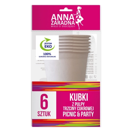 AZ KUBKI Z TRZCINY CUKROWEJ 6SZT 250ML